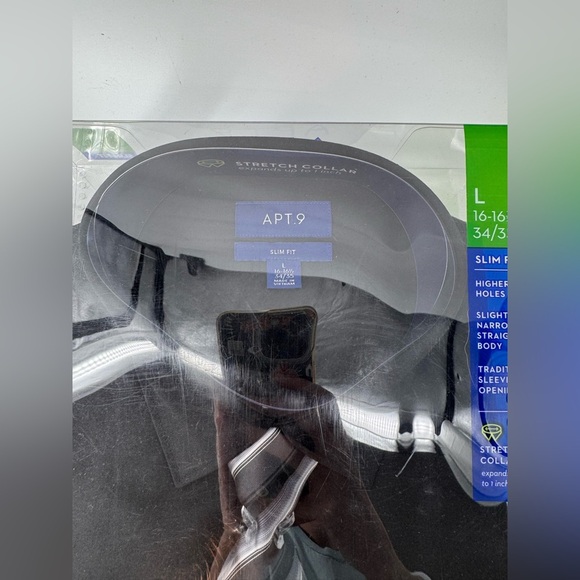 NWT APT.9 Men’s Long Sleeve Button Dress Black Shirt With a Tie Slim Fit Size L - Picture 2 of 3